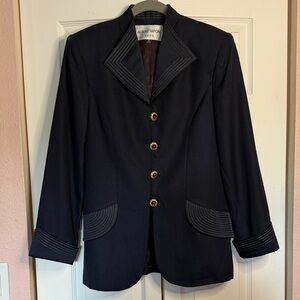 Albert Nipon Vintage Women's Navy Blazer with Gold Buttons Size 10